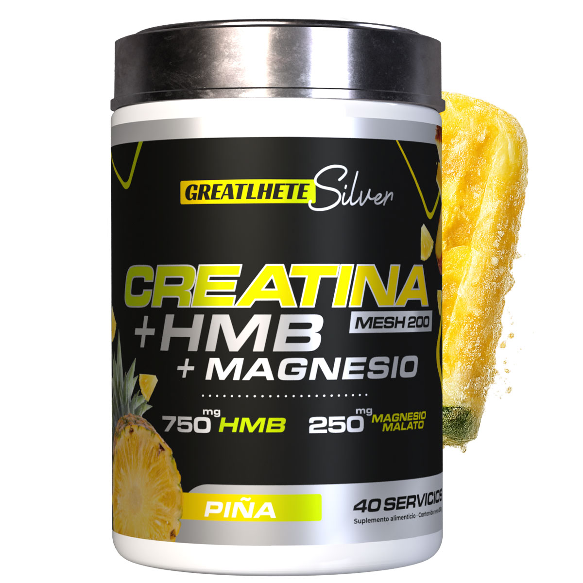 creatinapina.jpg Creatina con sabor + Shaker de Regalo - Línea Silver | 40 Servicios | Greatlhete - Imagen 1